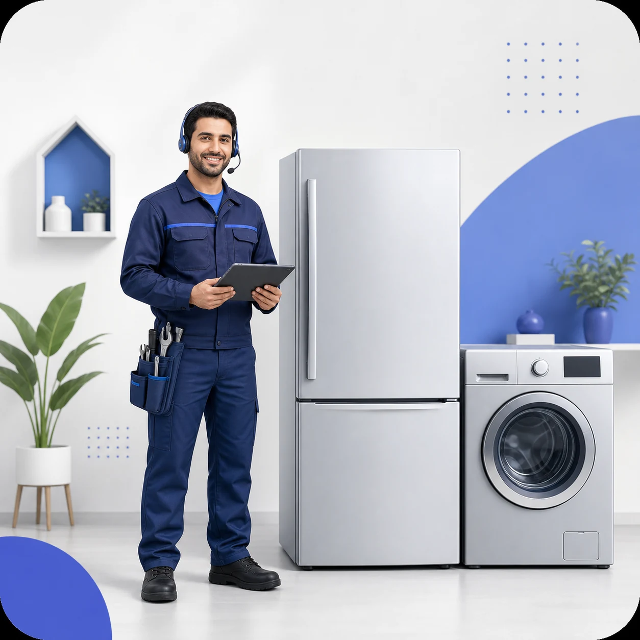 تکنسین تعمیرات دوو در کنار لوازم خانگی